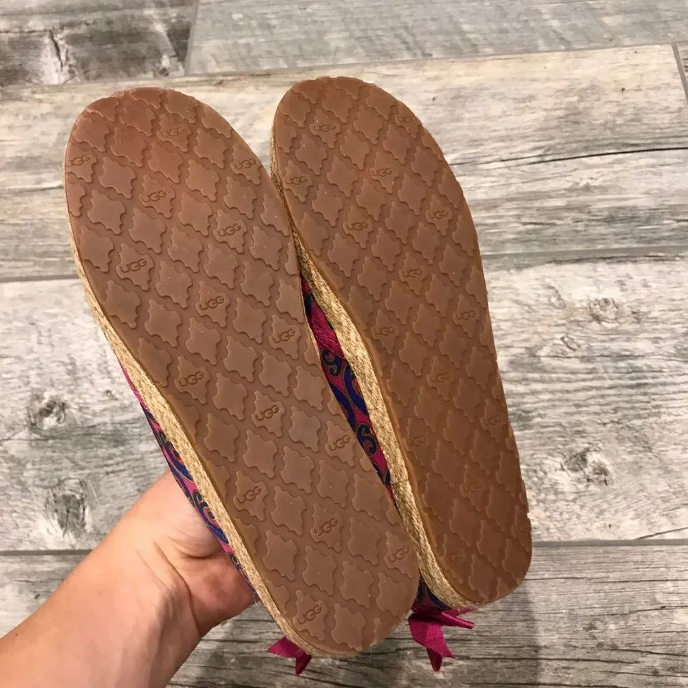 ‎UGG Pink Canvas Indah Indahmara Lace Back Flats